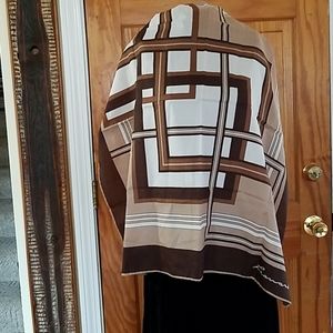Vintage Leonard Silk Scarf Browns Geometric 30x31